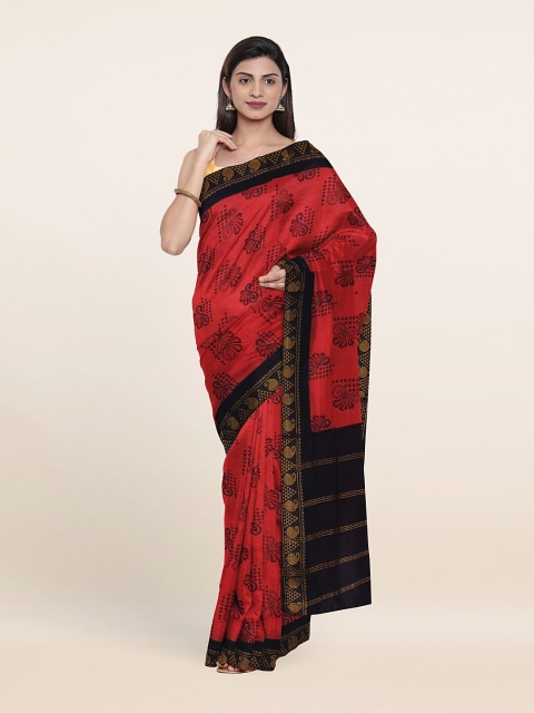 

Pothys Rust & Navy Blue Ethnic Motifs Zari Pure Cotton Saree