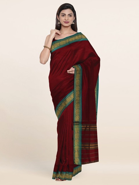 

Pothys Maroon & Gold-Toned Pure Cotton Saree