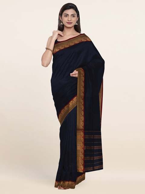 

Pothys Navy Blue & Maroon Zari Pure Cotton Saree