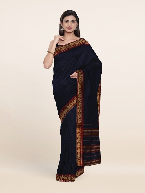 

Pothys Blue & Gold-Toned Zari Pure Cotton Saree