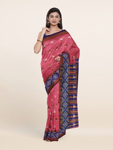 

Pothys Pink & Blue Printed Chandhari Cotton Saree