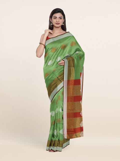

Pothys Green & Red Woven Design Zari Saree