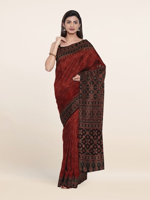 

Pothys Women Red & Black Bandhani Pure Cotton Saree