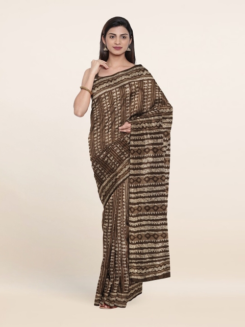 

Pothys Women Tan & Brown Pure Cotton Saree