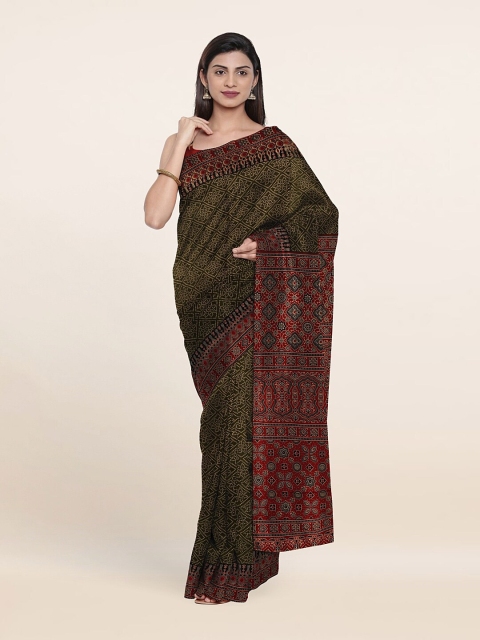 

Pothys Women Green & Maroon Bandhani Pure Cotton Saree
