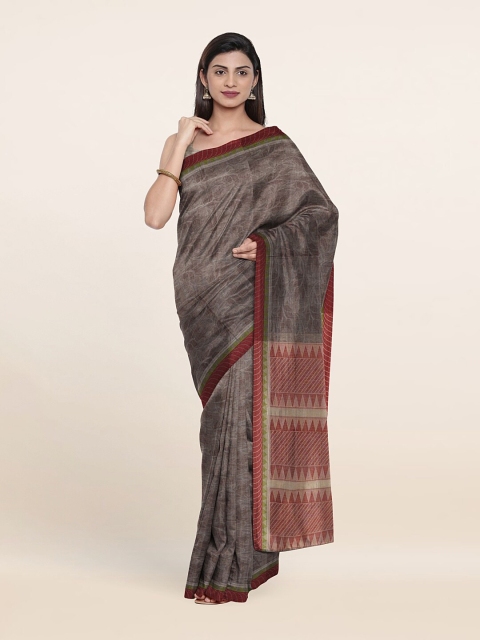 

Pothys Brown & Green Floral Pure Cotton Saree