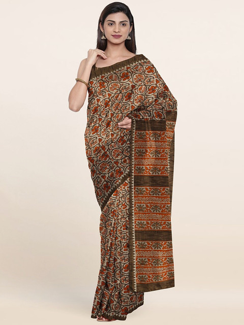 

Pothys Floral Pure Cotton Saree, Beige