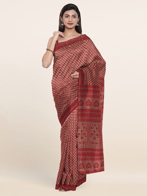 

Pothys Maroon & Brown Ethnic Motifs Pure Cotton Saree