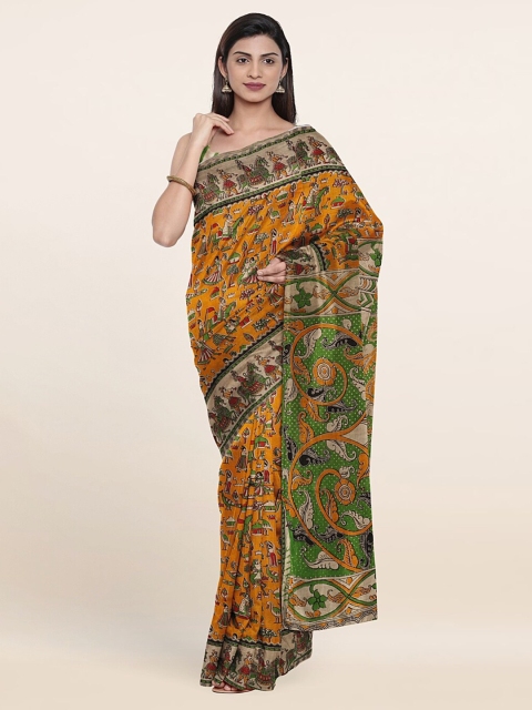 

Pothys Orange & Green Printed Pure Cotton Saree