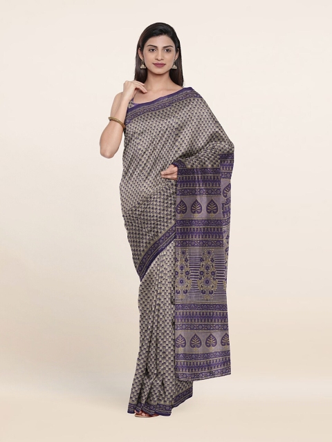 

Pothys Off White & Violet Pure Cotton Saree