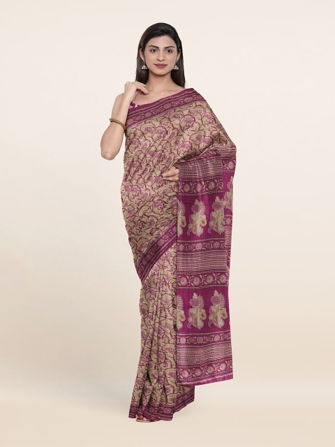 

Pothys Beige & Purple Floral Pure Cotton Saree