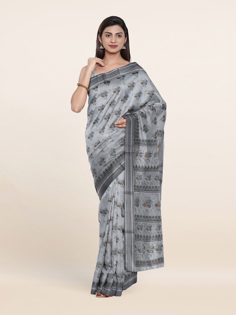 

Pothys Grey & Brown Floral Saree