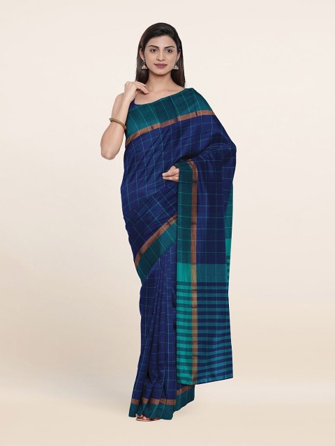 

Pothys Blue Checked Zari Pure Cotton Saree