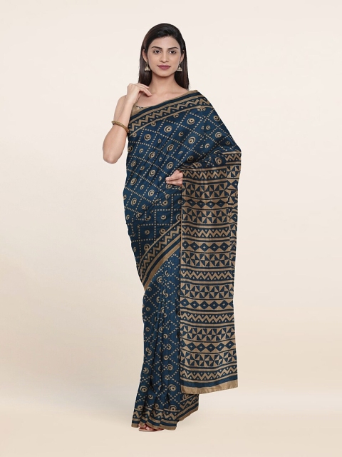 

Pothys Blue & Brown Printed Pure Cotton Saree