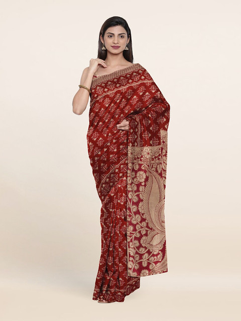 

Pothys Maroon & Beige Ethnic Motifs Pure Cotton Saree