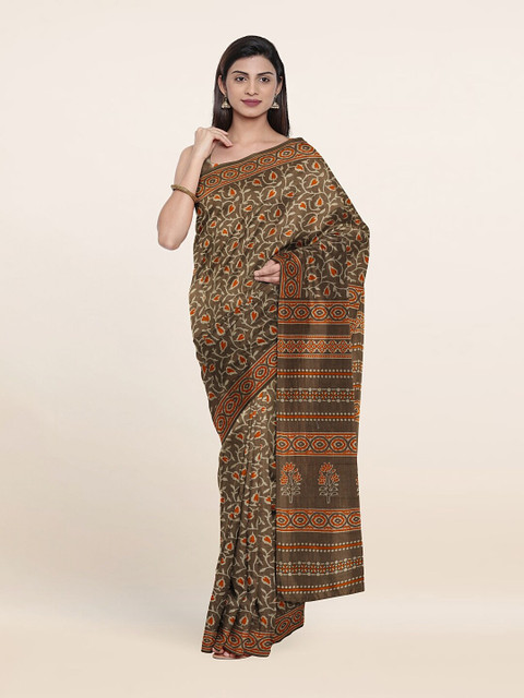 

Pothys Brown & Red Ethnic Motifs Pure Cotton Saree