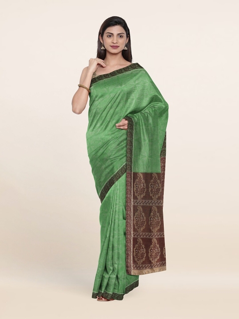 

Pothys Green & Brown Floral Pure Cotton Saree
