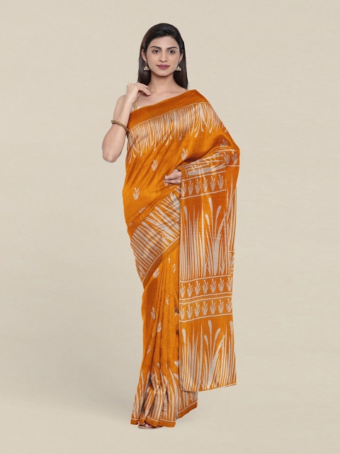 

Pothys Mustard & Cream-Coloured Woven Design Pure Cotton Saree