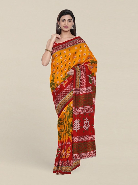 

Pothys Yellow & Green Floral Pure Cotton Saree