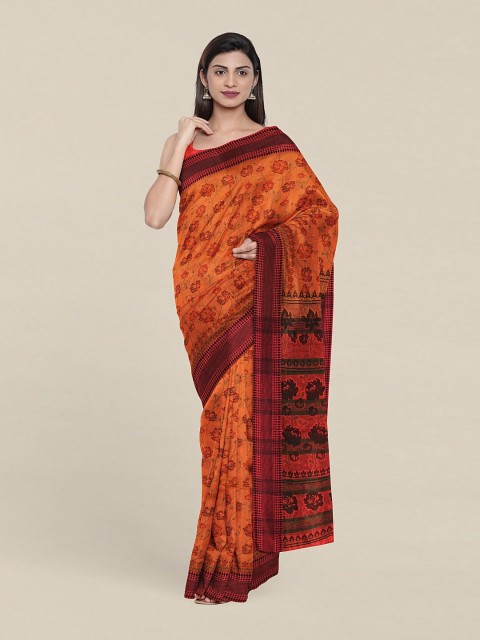 

Pothys Orange & Green Floral Saree
