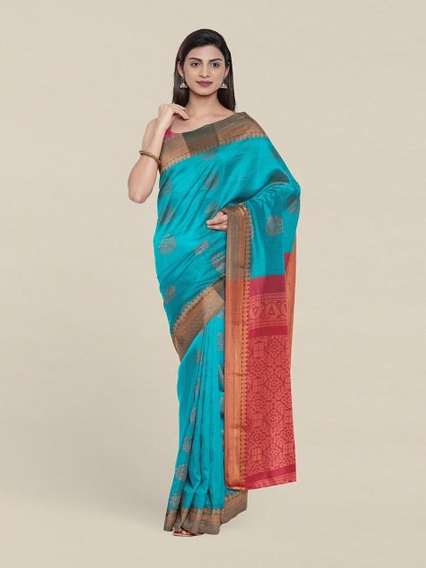 

Pothys Blue & Pink Woven Design Zari Silk Cotton Saree