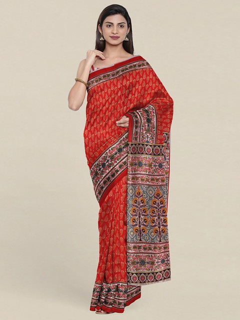 

Pothys Red & Yellow Floral Pure Cotton Saree