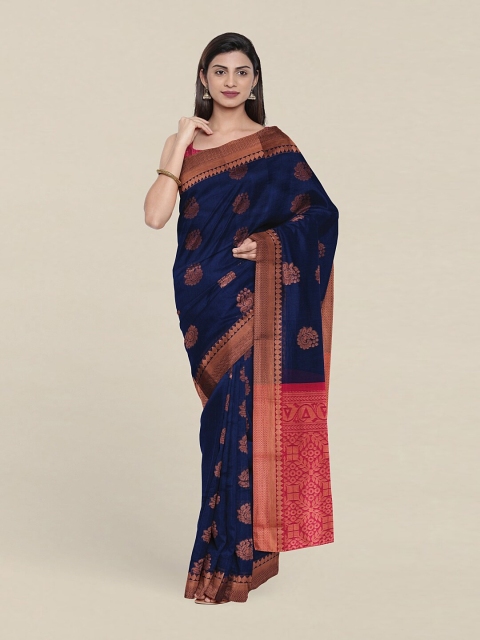 

Pothys Blue & Pink Ethnic Motifs Zari Silk Cotton Saree