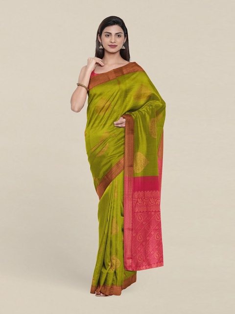 

Pothys Green & Pink Ethnic Motifs Zari Silk Cotton Saree