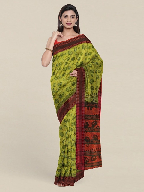 

Pothys Green & Red Floral Saree
