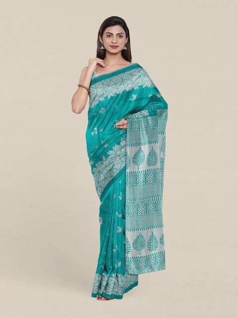 

Pothys Green & Silver-Toned Pure Cotton Saree