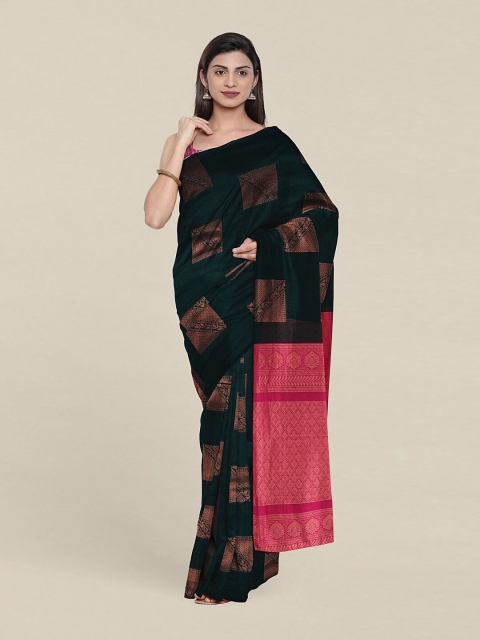 

Pothys Green & Pink Woven Design Zari Silk Cotton Saree