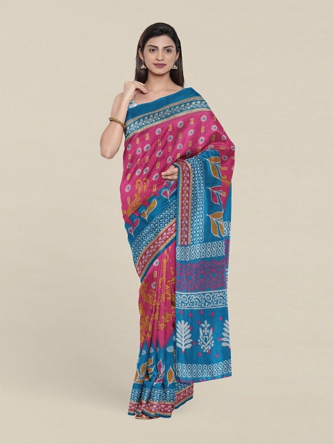 

Pothys Pink & Blue Ethnic Motifs Pure Cotton Saree