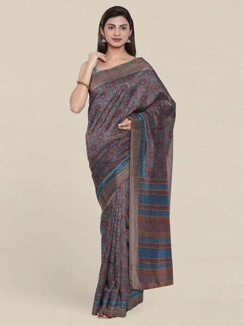 

Pothys Blue & Grey Chandhari Cotton Saree