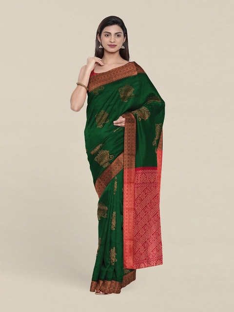 

Pothys Green & Pink Paisley Zari Silk Cotton Saree