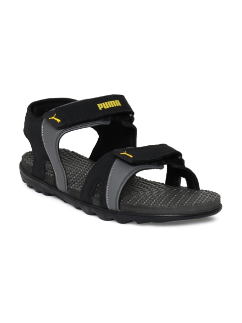 

PUMA Men Black & Grey Colourblocked Comet IPD Leather Sandals