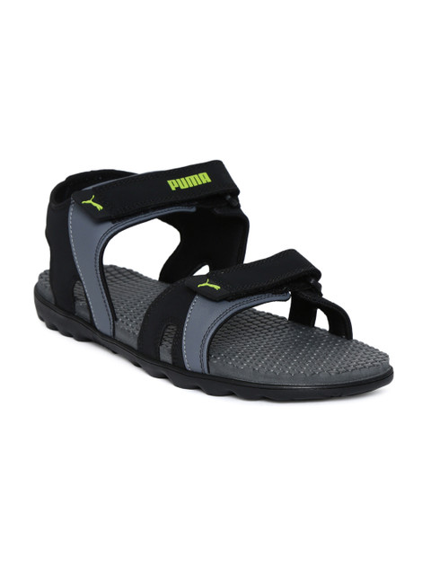 

PUMA Men Black & Grey Colourblocked Leather Sandals