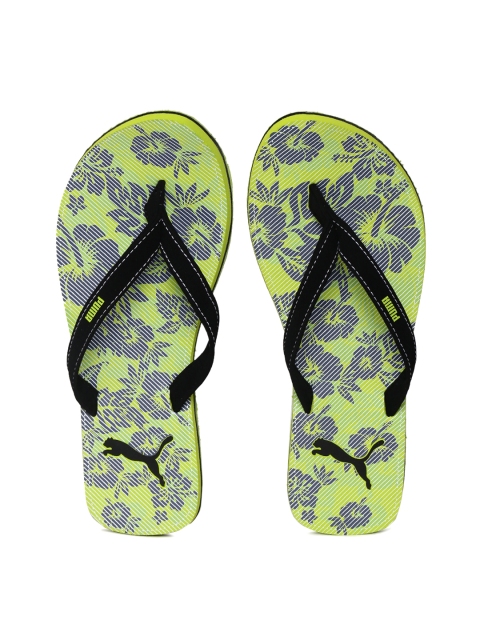 

PUMA Women Yellow & Lime-Green Floral Print Flip-Flops