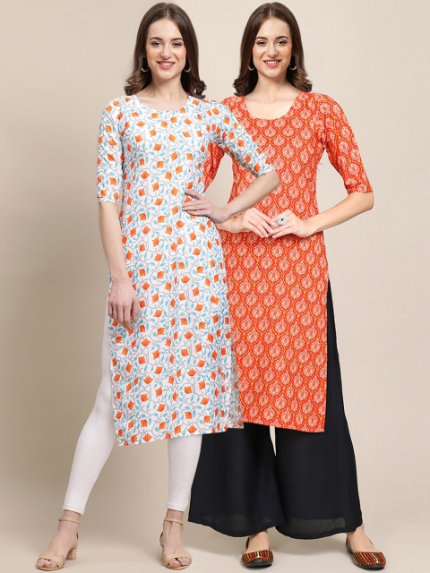 

KALINI Women Multicoloured Geometric Printed Summer Sheers Crepe Kurta, Multi