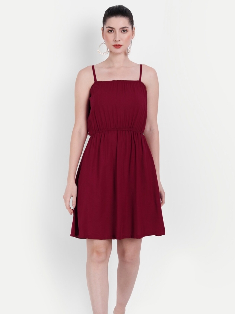 

Globon Impex Women Maroon Fit & Flare Dress