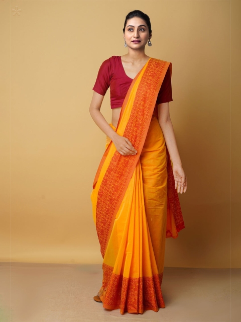 

Unnati Silks Orange Pure Cotton Kanjeevaram Saree