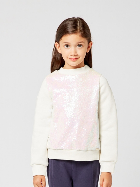 

One Friday Girls Off White Embellished Sweatshirt