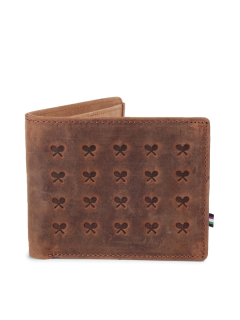 

Allen Solly Men Brown Self Design Leather Twofold Wallet