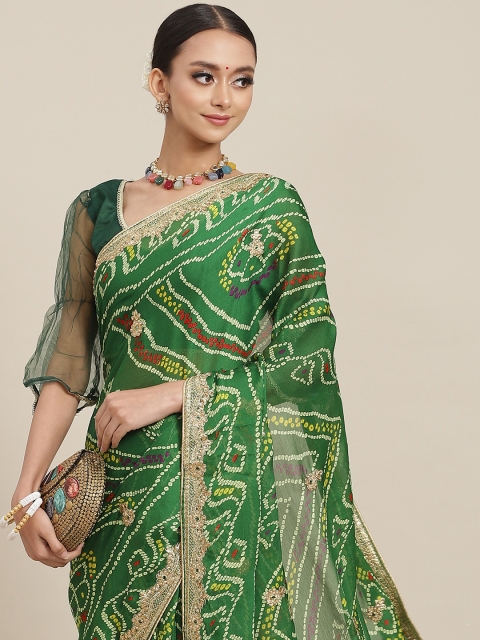 

Chhabra 555 Green Bandhani Print Saree