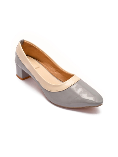 

Padvesh Grey & Cream-Coloured Colourblocked Block Pumps