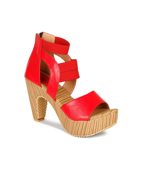 

Denill Red & Brown Zipper Block Heels