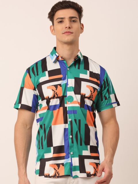 

JAINISH Men Green Printed Classic Slim Fit Cotton Casual Shirt