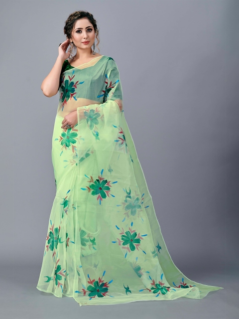 

Fashion FRICKS Green & Red Floral Organza Saree