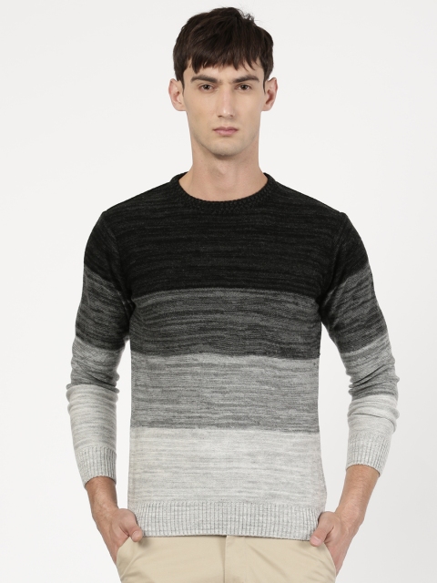 

ether Men Black & Grey Self Design Pullover