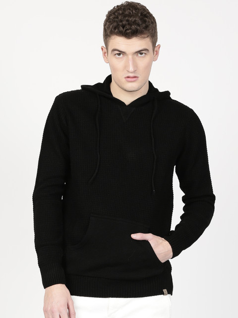 

ether Men Black Hooded Sweater