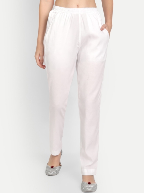 

APELLA Women White Comfort Pleated Trousers